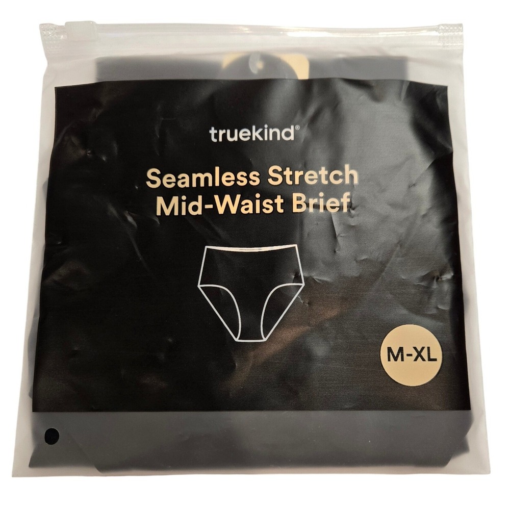 Truekind Seamless Stretch Mid-Waist Brief Black M-XL Panty 51422 New